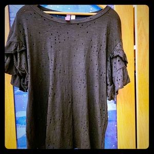 Bundle 2 for $15! Francesca’s black ruffle t-shirt
